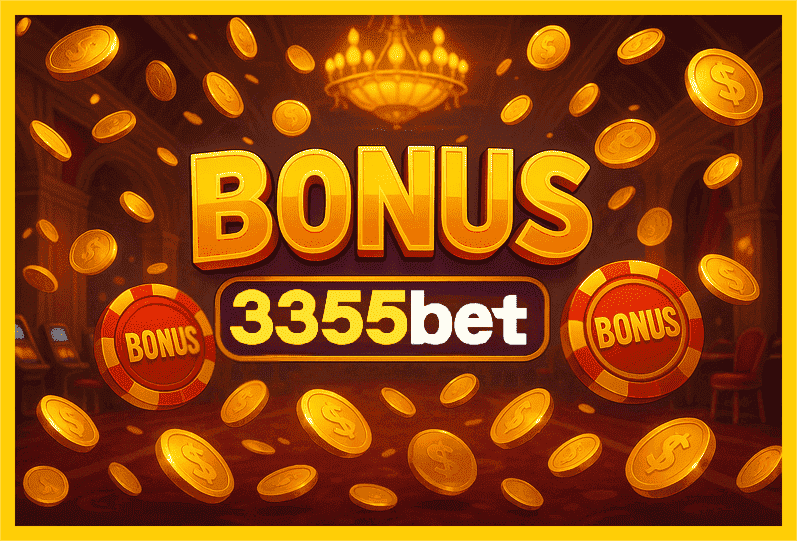 Imagem promovendo bônus 3355WIN com recompensas imperdíveis.